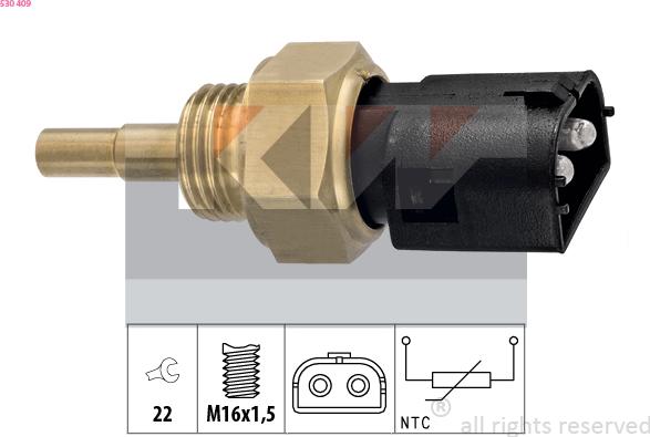 KW 530 409 - Датчик, температура охолоджуючої рідини autozip.com.ua