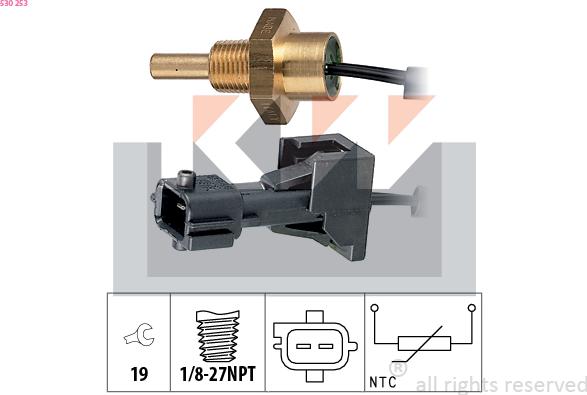 KW 530 253 - Датчик, температура охолоджуючої рідини autozip.com.ua