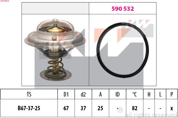 KW 579 952 - Термостат, охолоджуюча рідина autozip.com.ua