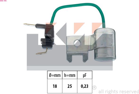 KW 606 195 - Конденсатор, система запалювання autozip.com.ua