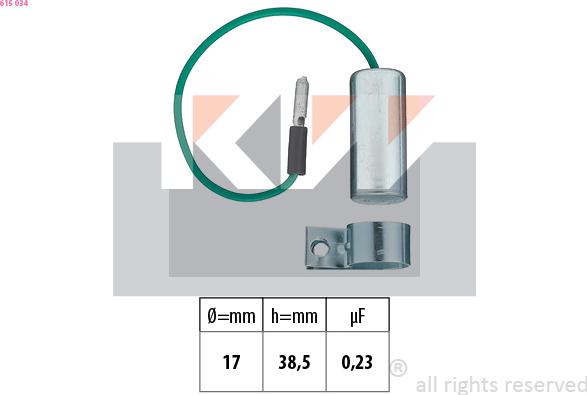 KW 615 034 - Конденсатор, система запалювання autozip.com.ua