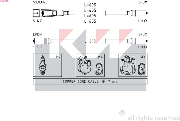 KW 359 965 - Комплект проводів запалювання autozip.com.ua