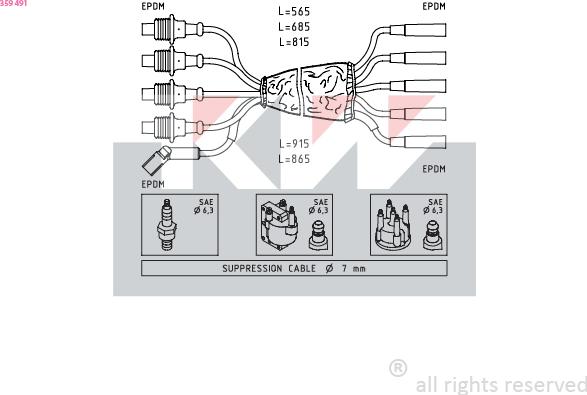 KW 359 491 - Комплект проводів запалювання autozip.com.ua
