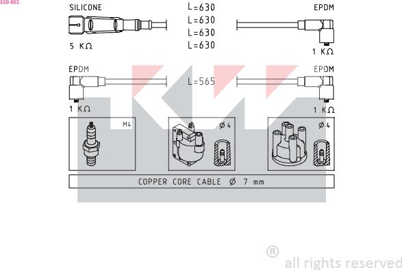 KW 359 493 - Комплект проводів запалювання autozip.com.ua