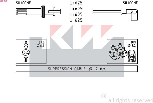KW 359 456 - Комплект проводів запалювання autozip.com.ua