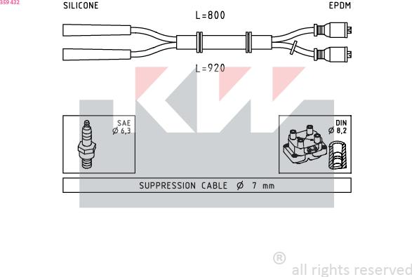 KW 359 432 - Комплект проводів запалювання autozip.com.ua
