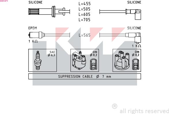 KW 359 471 - Комплект проводів запалювання autozip.com.ua