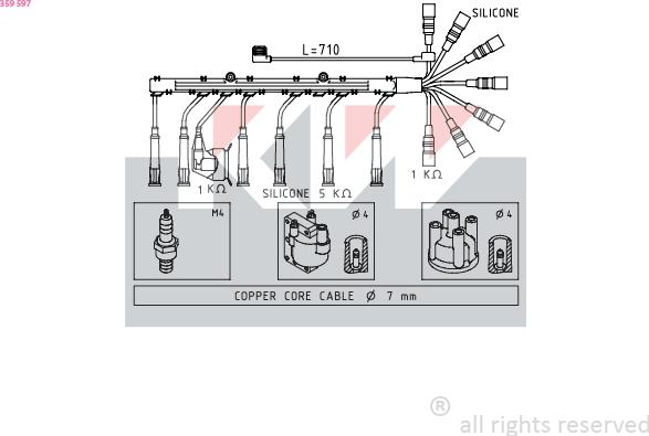 KW 359 597 - Комплект проводів запалювання autozip.com.ua