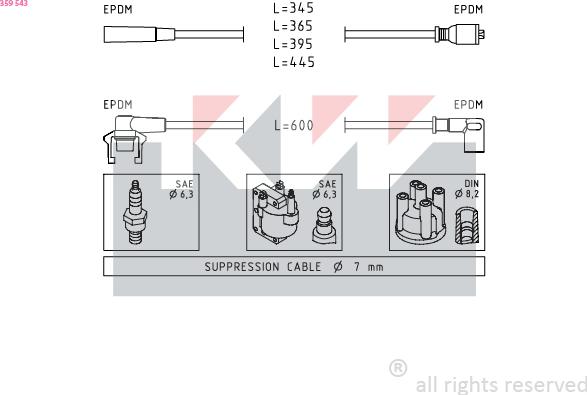 KW 359 543 - Комплект проводів запалювання autozip.com.ua