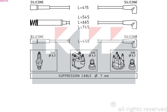 KW 359 514 - Комплект проводів запалювання autozip.com.ua