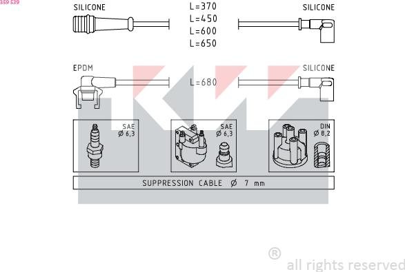 KW 359 539 - Комплект проводів запалювання autozip.com.ua