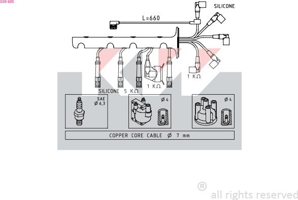 KW 359 605 - Комплект проводів запалювання autozip.com.ua