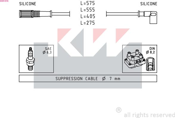 KW 359 616 - Комплект проводів запалювання autozip.com.ua
