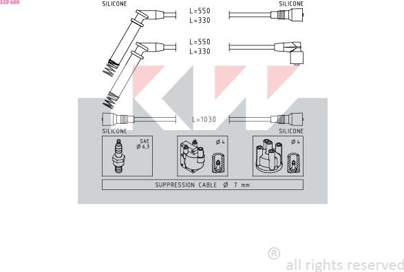 KW 359 689 - Комплект проводів запалювання autozip.com.ua