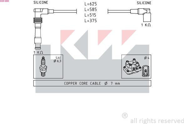 KW 359 688 - Комплект проводів запалювання autozip.com.ua