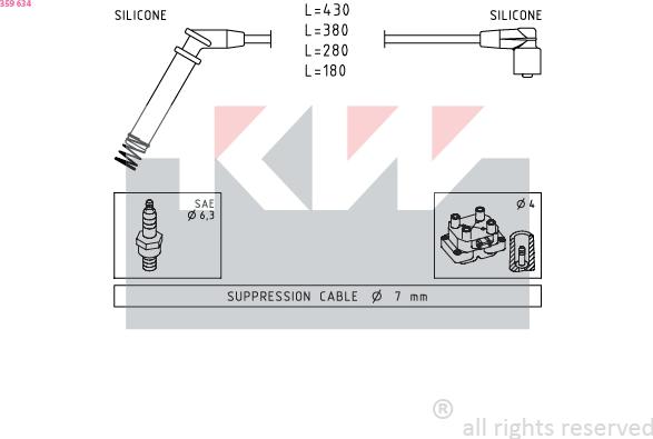 KW 359 634 - Комплект проводів запалювання autozip.com.ua