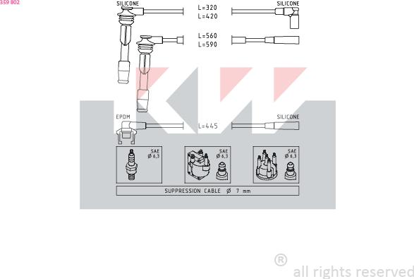 KW 359 802 - Комплект проводів запалювання autozip.com.ua