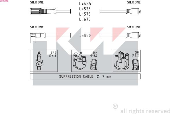 KW 359 398 - Комплект проводів запалювання autozip.com.ua