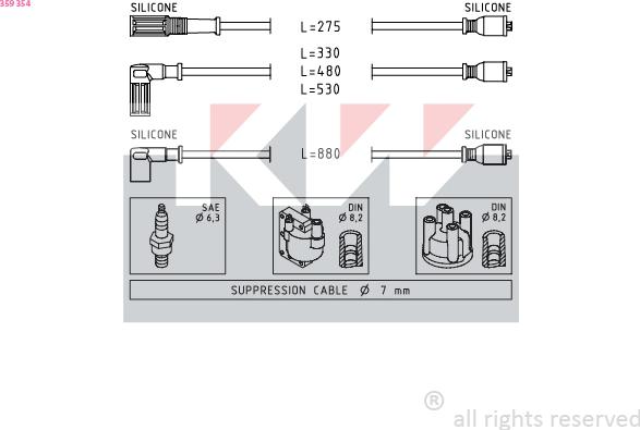 KW 359 354 - Комплект проводів запалювання autozip.com.ua