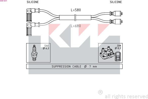 KW 359 351 - Комплект проводів запалювання autozip.com.ua
