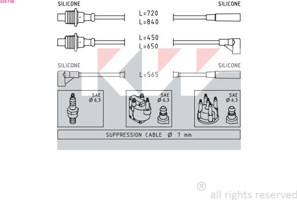 KW 359 748 - Комплект проводів запалювання autozip.com.ua