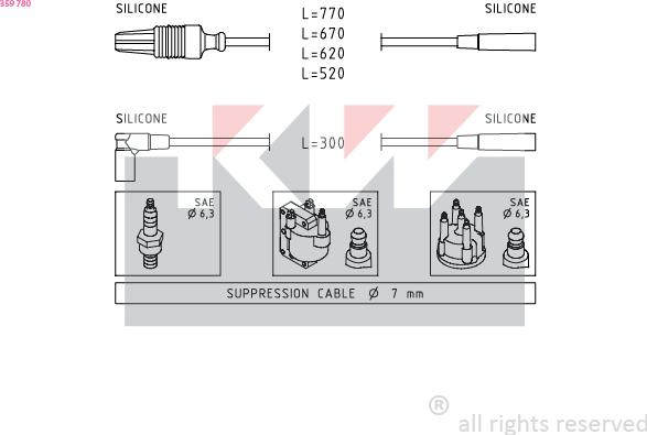 KW 359 780 - Комплект проводів запалювання autozip.com.ua