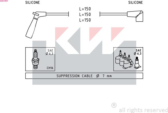 KW 358 007 - Комплект проводів запалювання autozip.com.ua