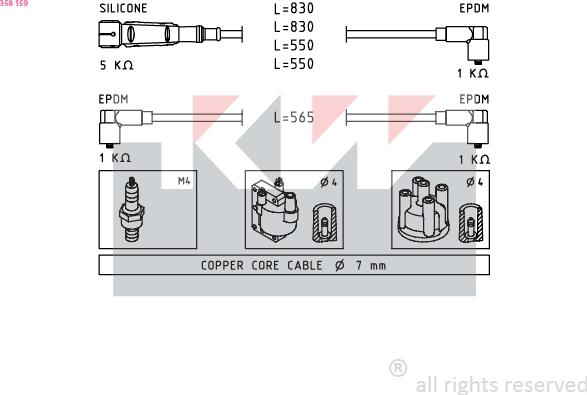 KW 358 159 - Комплект проводів запалювання autozip.com.ua