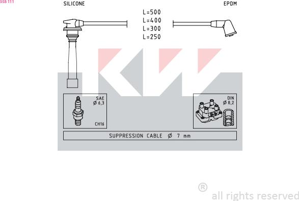 KW 358 111 - Комплект проводів запалювання autozip.com.ua