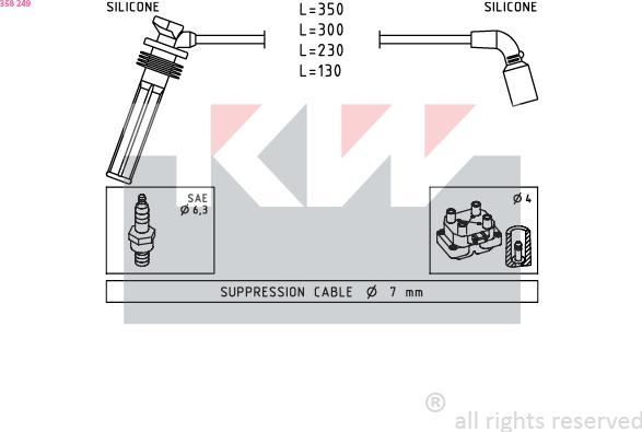 KW 358 249 - Комплект проводів запалювання autozip.com.ua