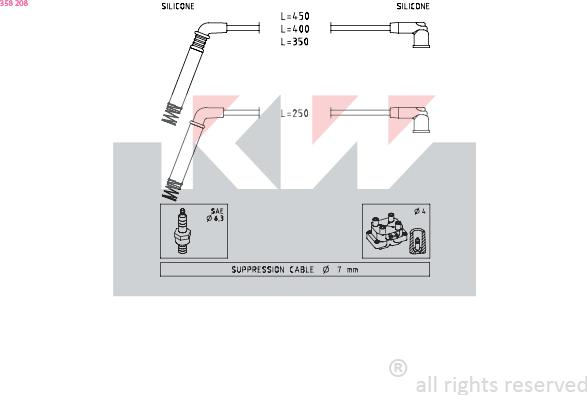 KW 358 208 - Комплект проводів запалювання autozip.com.ua