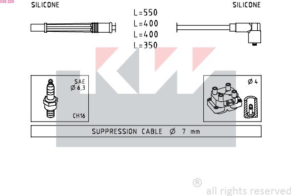 KW 358 229 - Комплект проводів запалювання autozip.com.ua