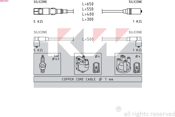 KW 360 937 - Комплект проводів запалювання autozip.com.ua