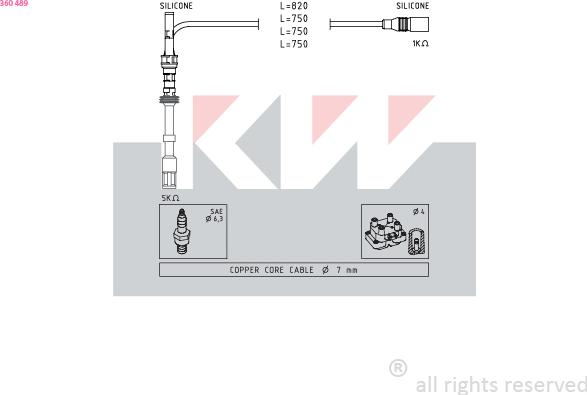 KW 360 489 - Комплект проводів запалювання autozip.com.ua