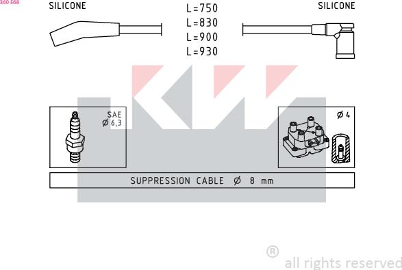 KW 360 568 - Комплект проводів запалювання autozip.com.ua