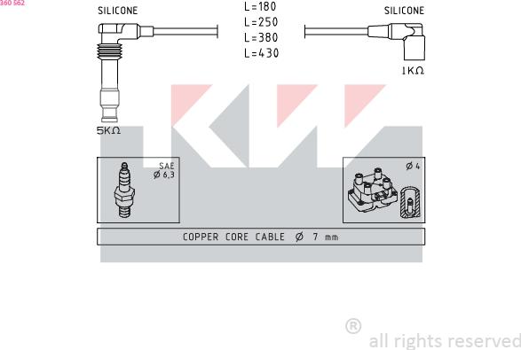 KW 360 562 - Комплект проводів запалювання autozip.com.ua