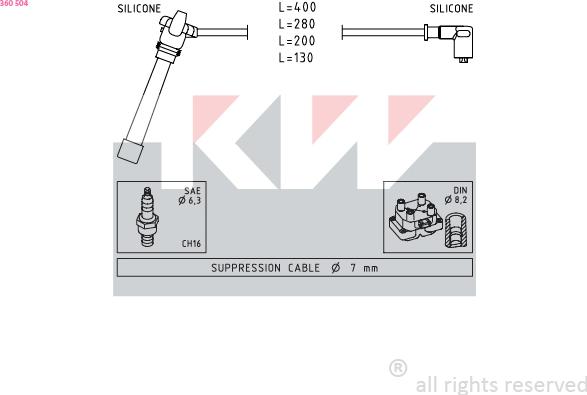 KW 360 504 - Комплект проводів запалювання autozip.com.ua