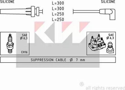 KW 360 508 - Комплект проводів запалювання autozip.com.ua