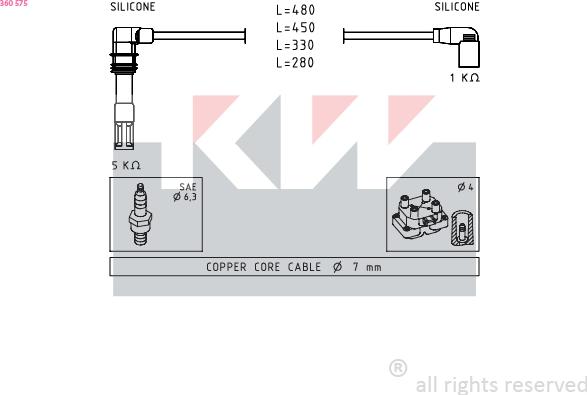 KW 360 575 - Комплект проводів запалювання autozip.com.ua