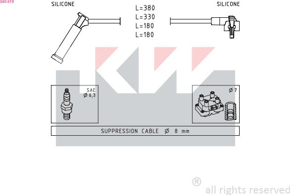 KW 360 619 - Комплект проводів запалювання autozip.com.ua