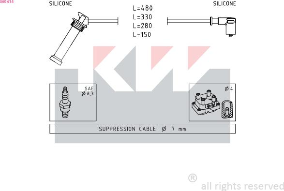 KW 360 614 - Комплект проводів запалювання autozip.com.ua