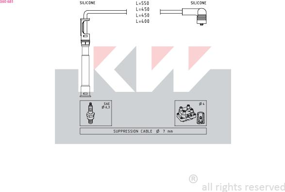 KW 360 681 - Комплект проводів запалювання autozip.com.ua