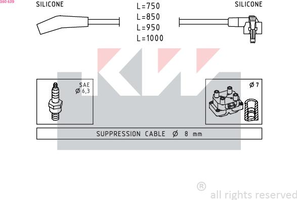 KW 360 639 - Комплект проводів запалювання autozip.com.ua