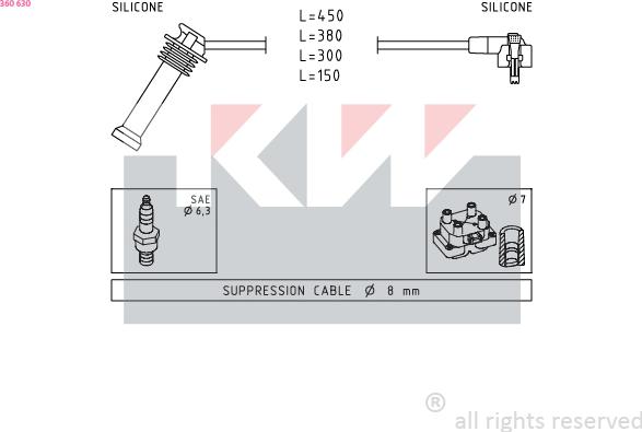 KW 360 630 - Комплект проводів запалювання autozip.com.ua