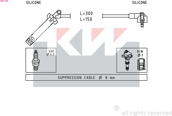 KW 360 145 - Комплект проводів запалювання autozip.com.ua