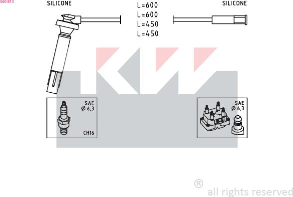 KW 360 813 - Комплект проводів запалювання autozip.com.ua