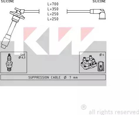 KW 360 878 - Комплект проводів запалювання autozip.com.ua