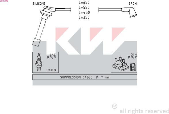 KW 360 399 - Комплект проводів запалювання autozip.com.ua