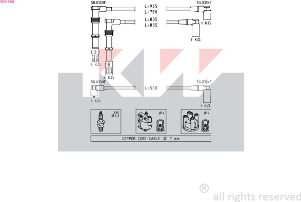 KW 360 356 - Комплект проводів запалювання autozip.com.ua