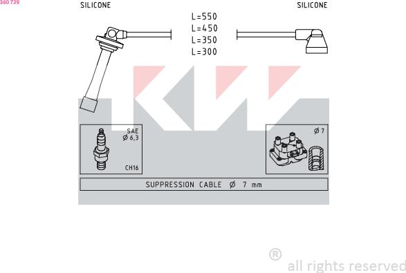 KW 360 739 - Комплект проводів запалювання autozip.com.ua